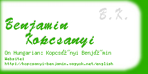 benjamin kopcsanyi business card